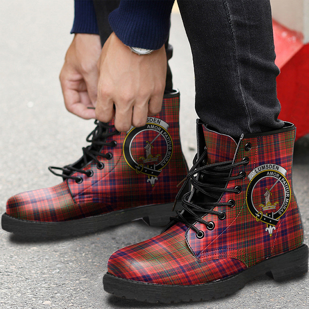 Lumsden Modern Tartan Crest Leather Boots