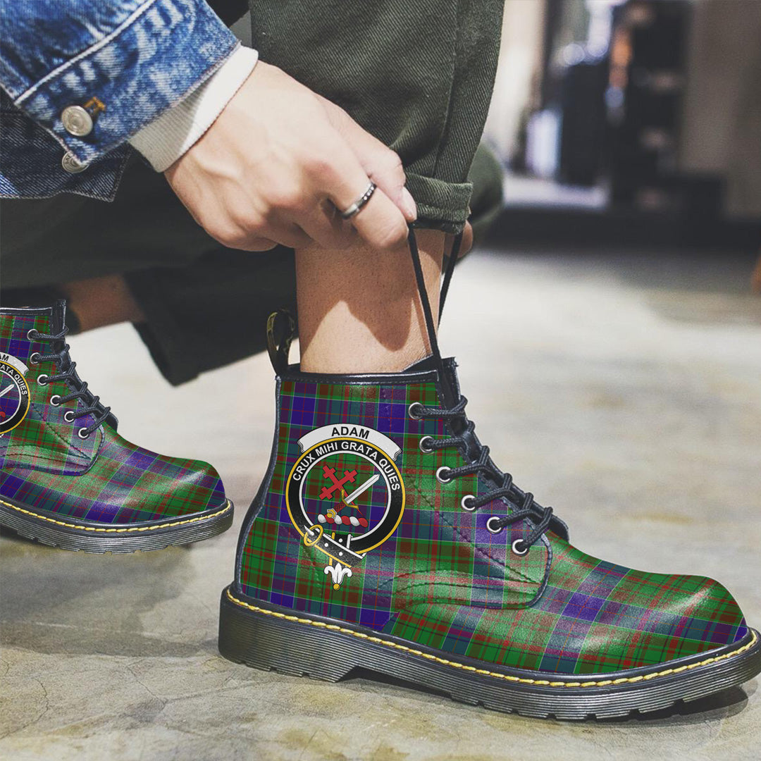 Adam Tartan Crest Leather Boots