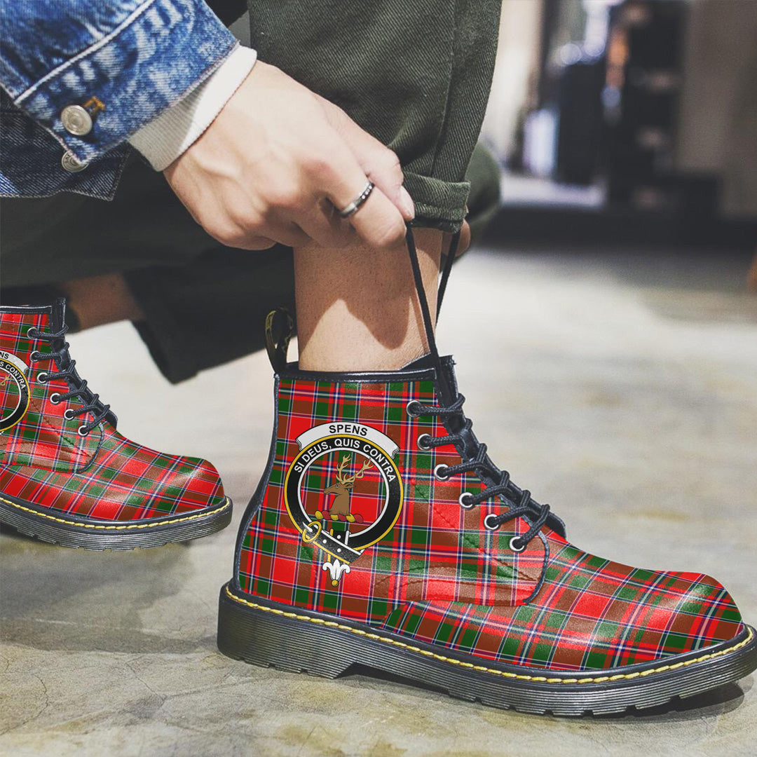 Spens Modern Tartan Crest Leather Boots