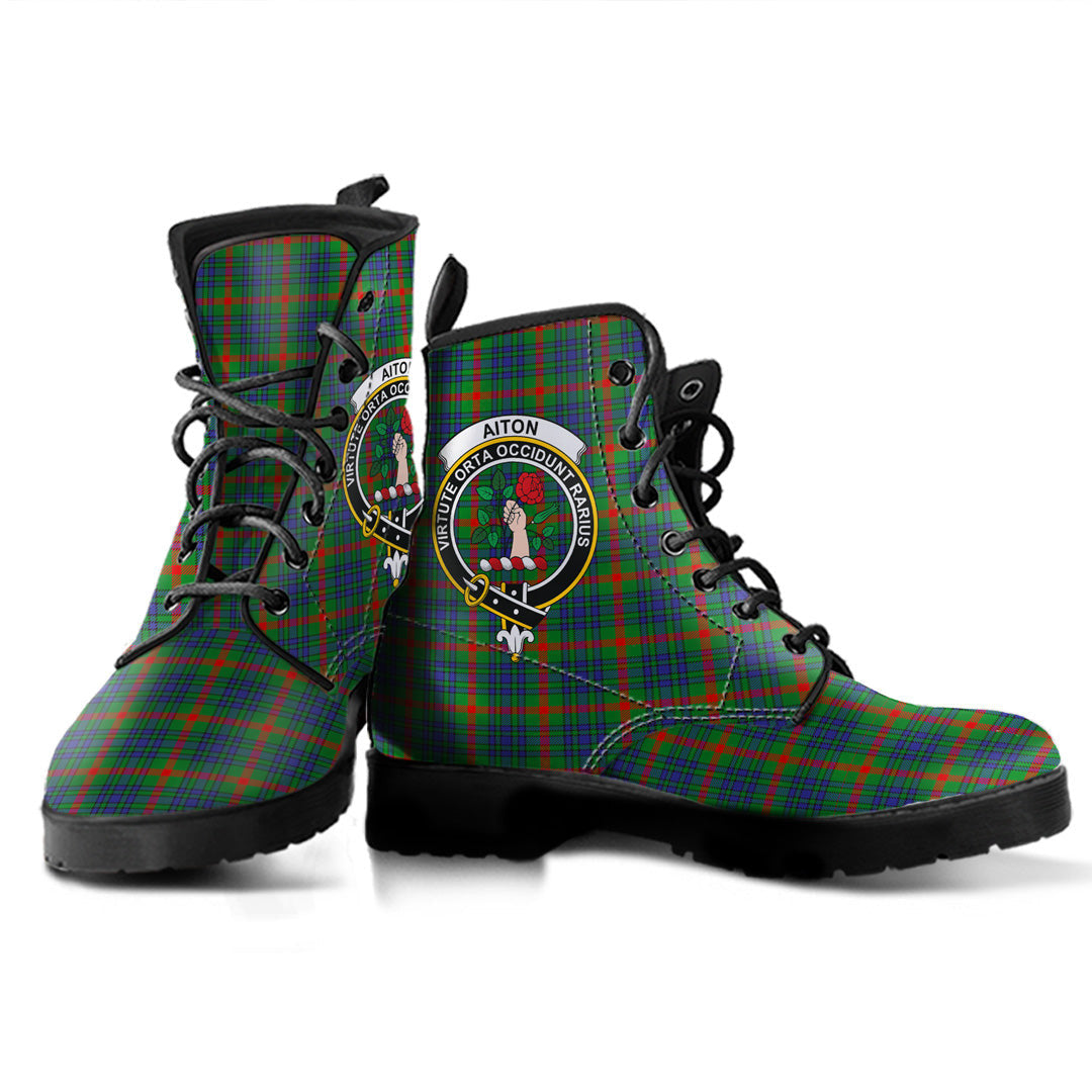 Aiton Tartan Crest Leather Boots