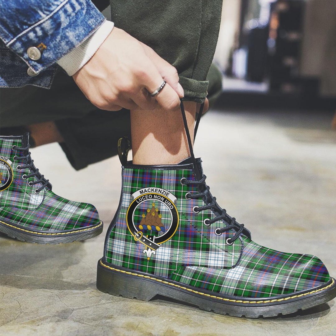 MacKenzie Dress Modern Tartan Crest Leather Boots