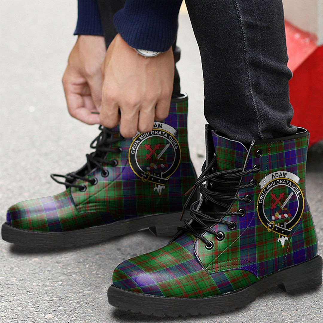 Adam Tartan Crest Leather Boots