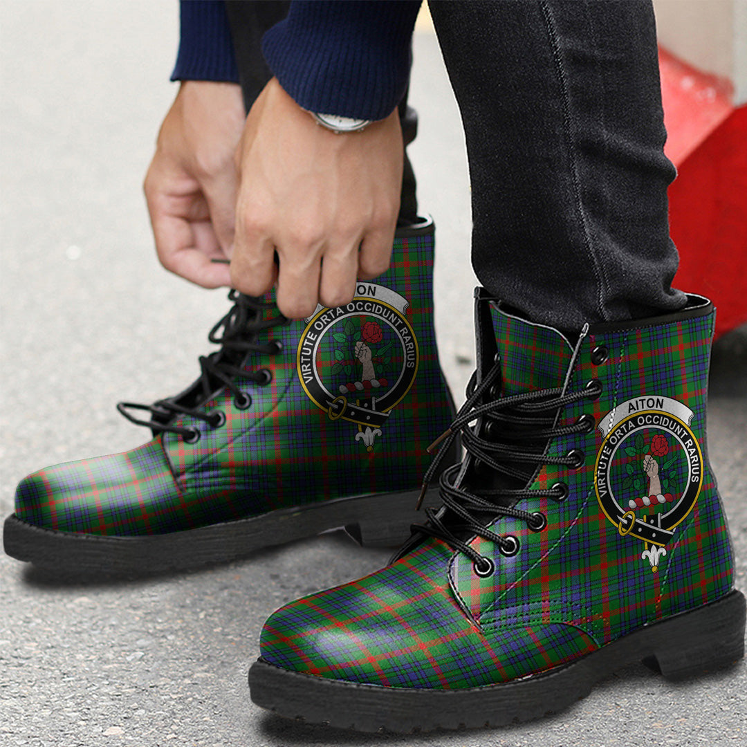 Aiton Tartan Crest Leather Boots
