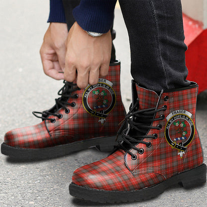 Fraser Weathered Tartan Crest Leather Boots