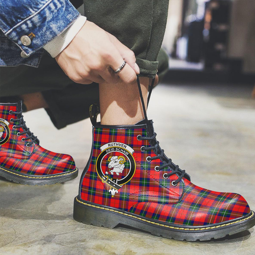 Ruthven Modern Tartan Crest Leather Boots