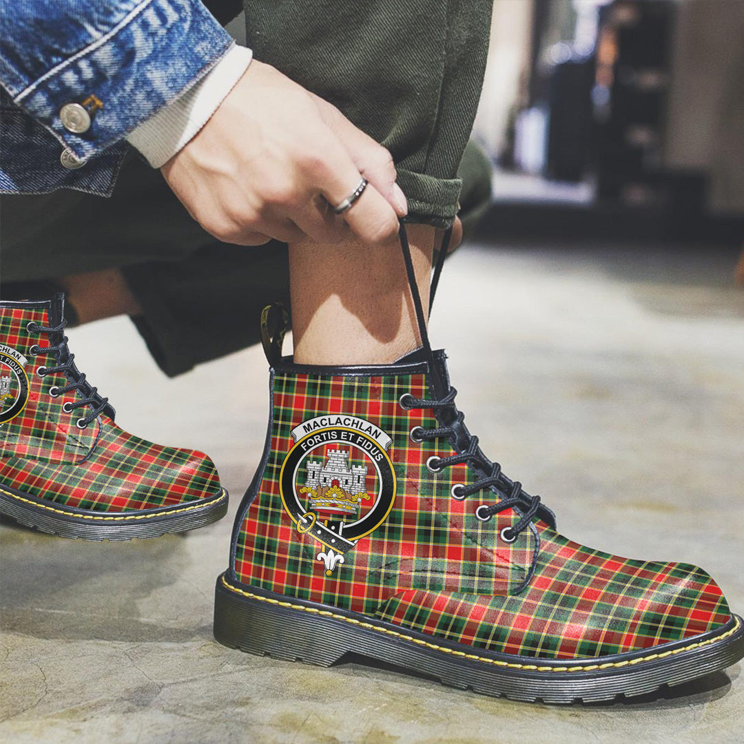 MacLachlan Hunting Modern Tartan Crest Leather Boots