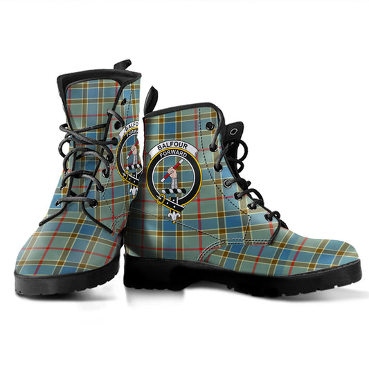 Balfour Blue Tartan Crest Leather Boots