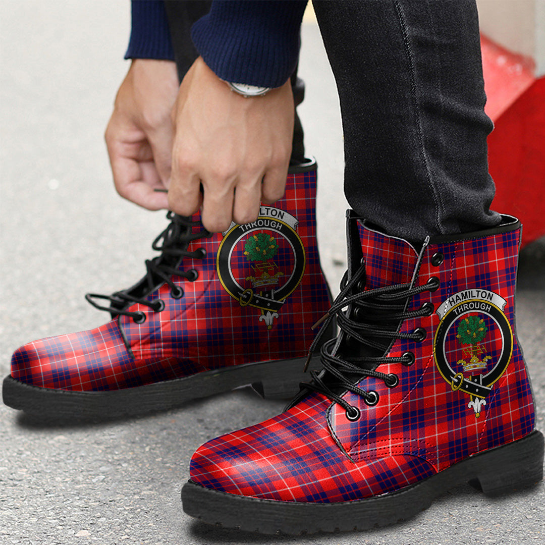 Hamilton Modern Tartan Crest Leather Boots