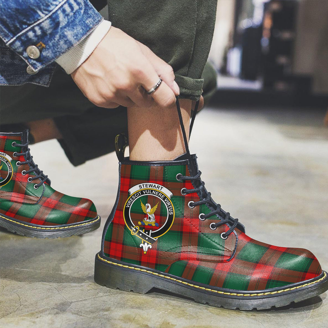 Stewart Atholl Modern Tartan Crest Leather Boots