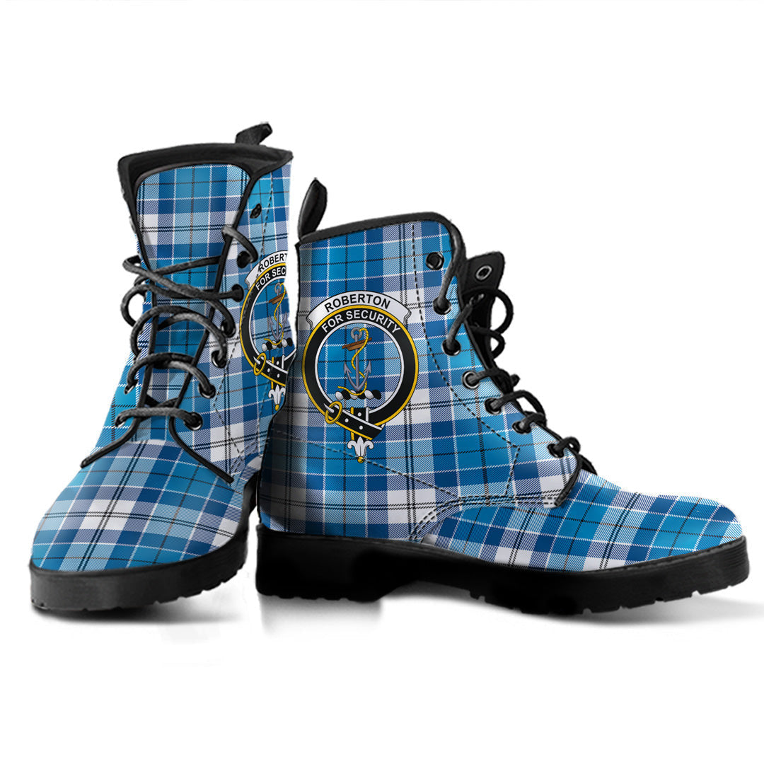 Roberton Tartan Crest Leather Boots