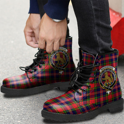 MacPherson Modern Tartan Crest Leather Boots