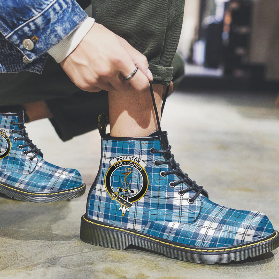 Roberton Tartan Crest Leather Boots