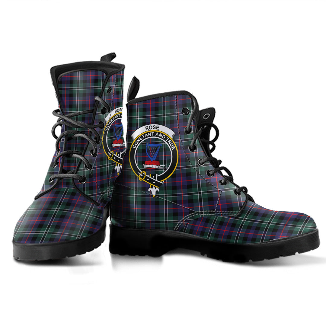 Rose Hunting Modern Tartan Crest Leather Boots