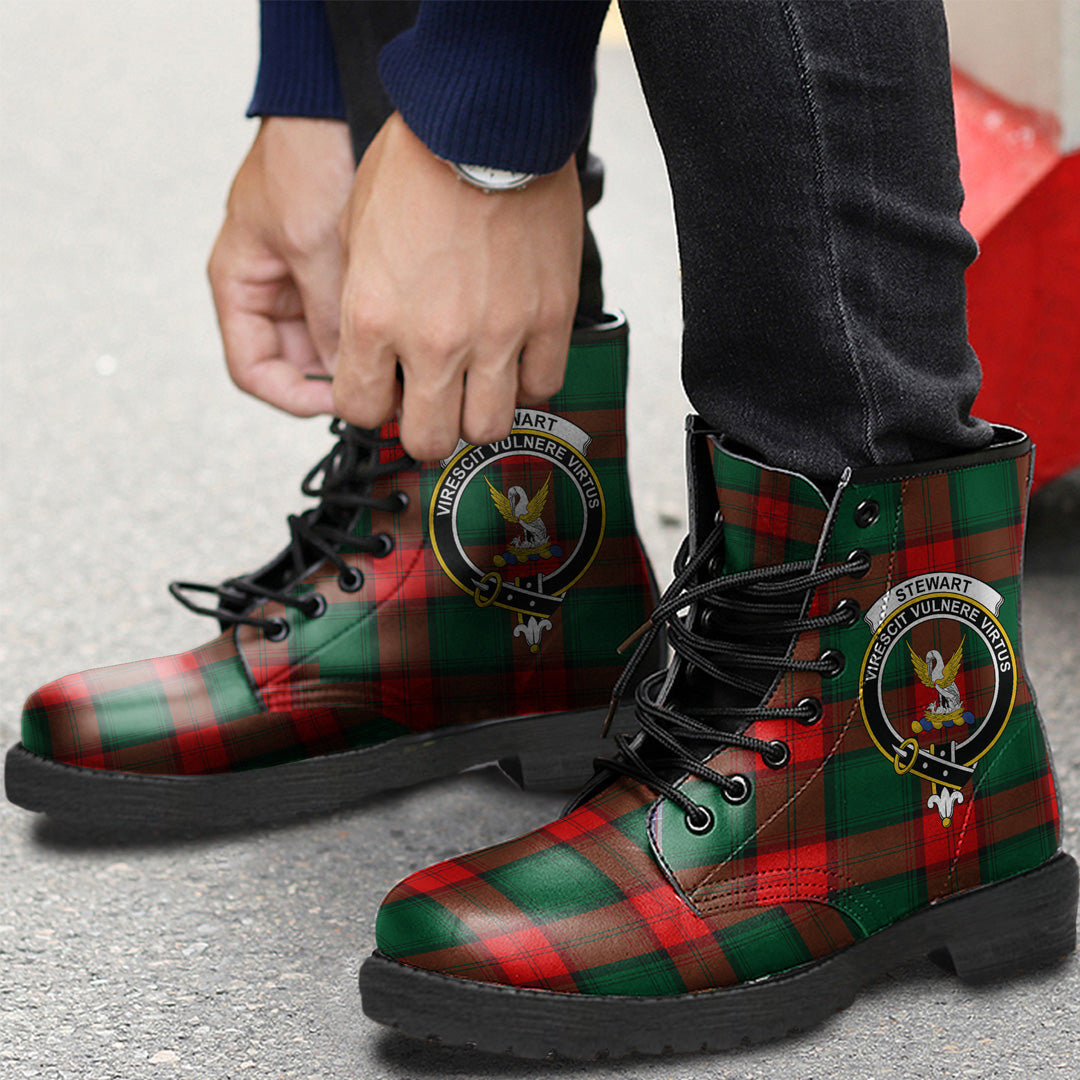 Stewart Atholl Modern Tartan Crest Leather Boots