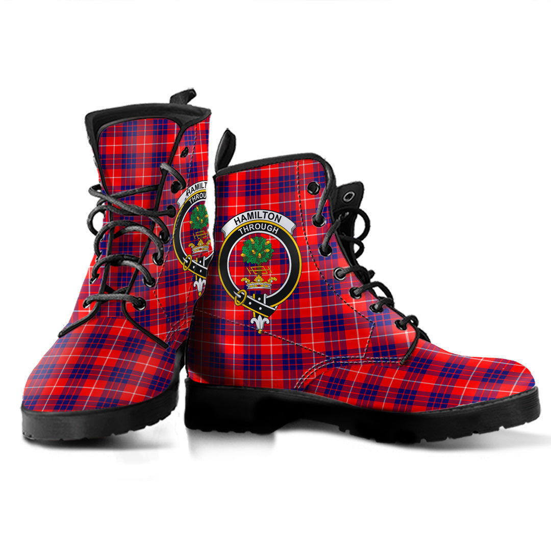 Hamilton Modern Tartan Crest Leather Boots