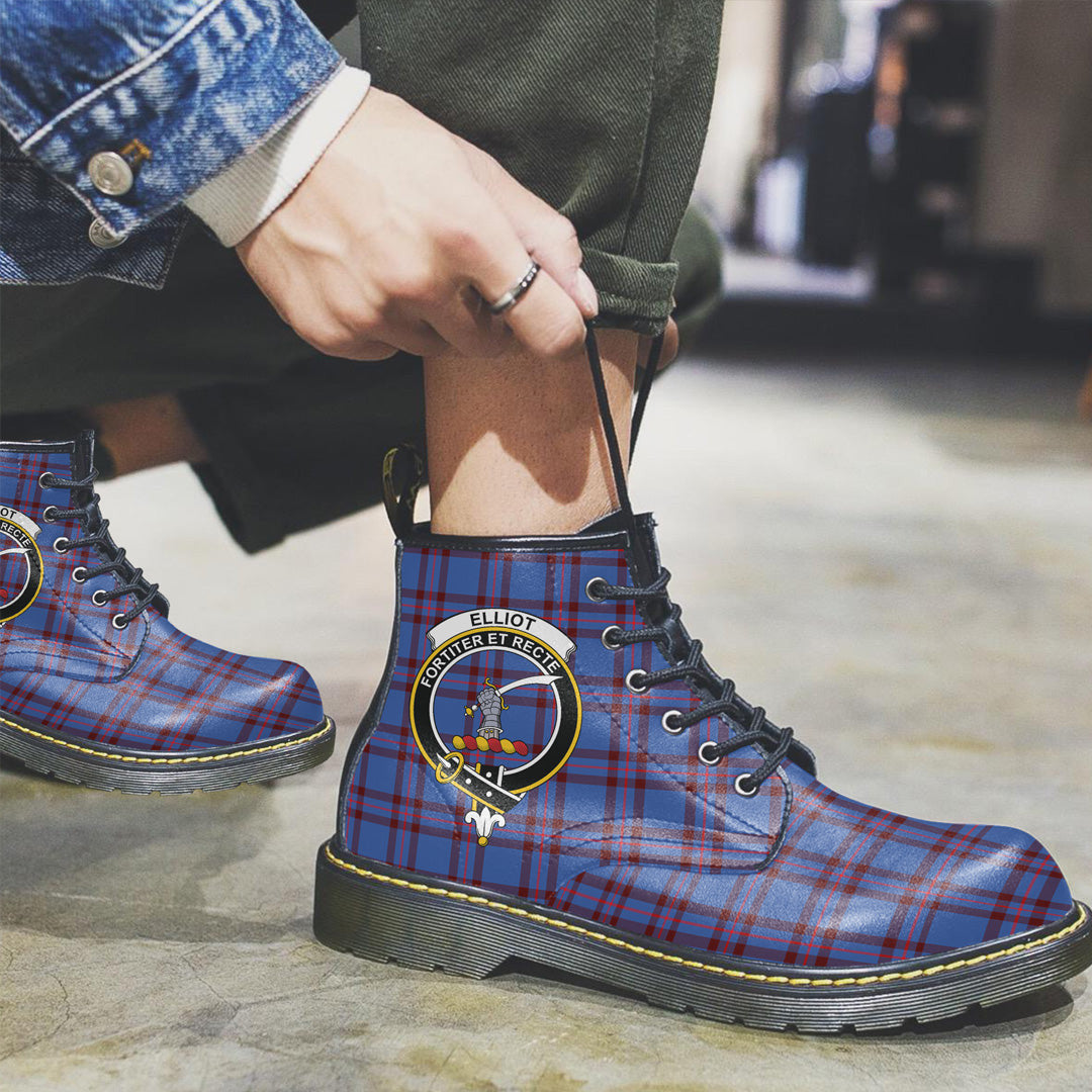 Elliot Modern Tartan Crest Leather Boots