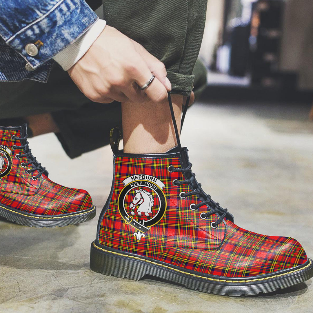 Hepburn Tartan Crest Leather Boots