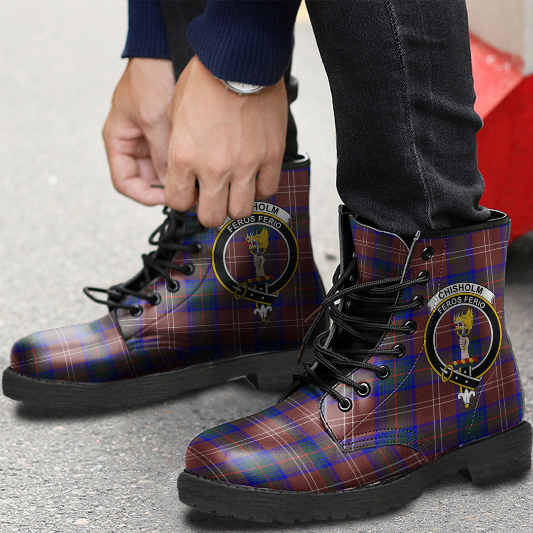 Chisholm Hunting Modern Tartan Crest Leather Boots