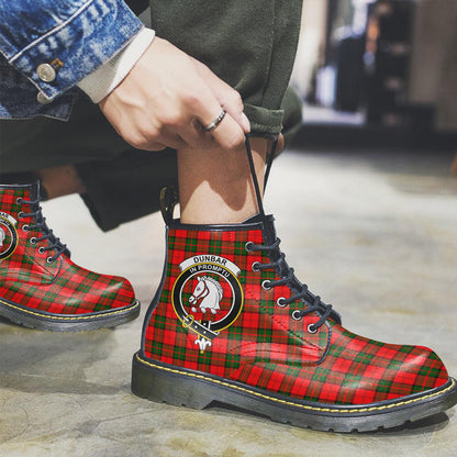 Dunbar Modern Tartan Crest Leather Boots