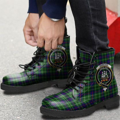 Duncan Modern Tartan Crest Leather Boots