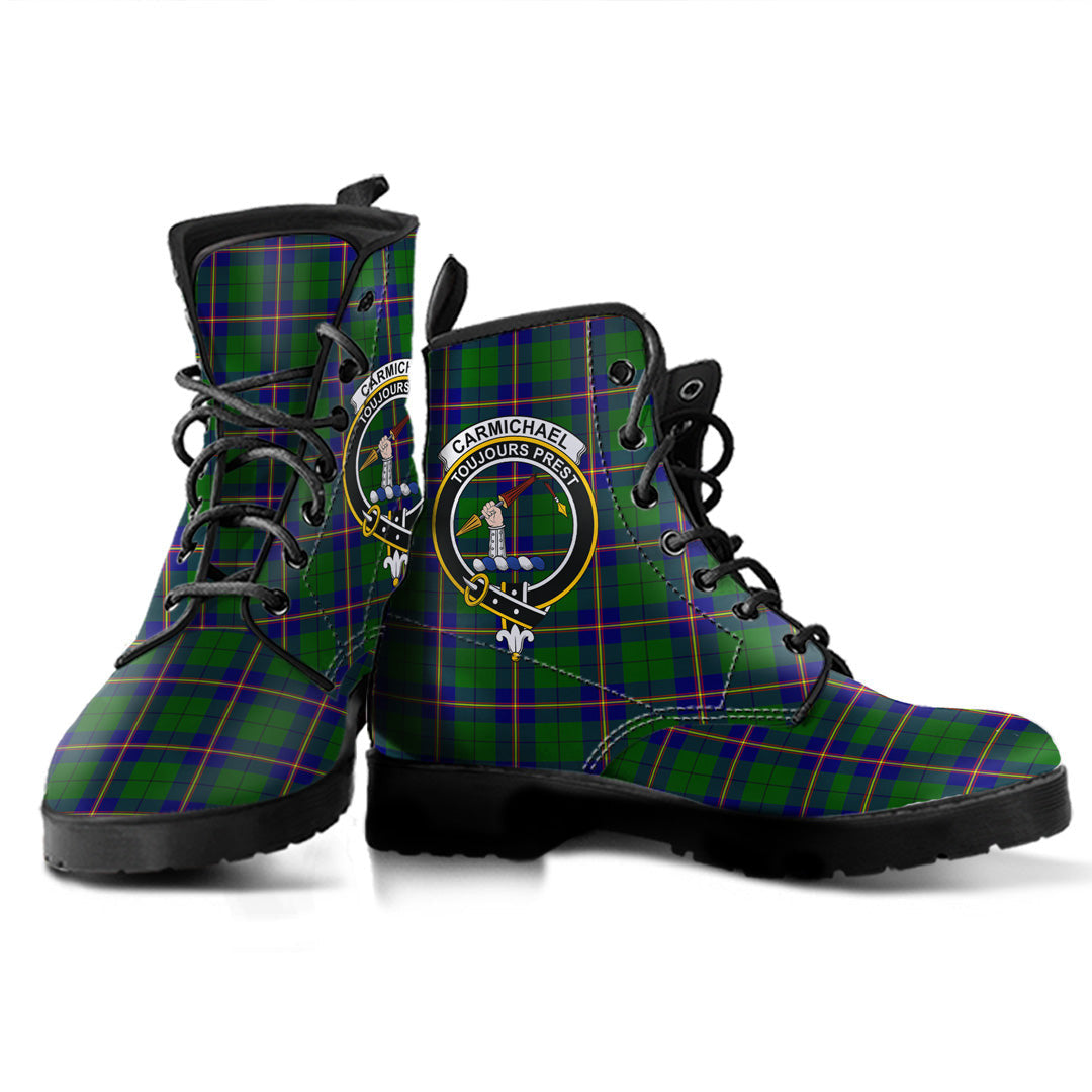 Carmichael Modern Tartan Crest Leather Boots