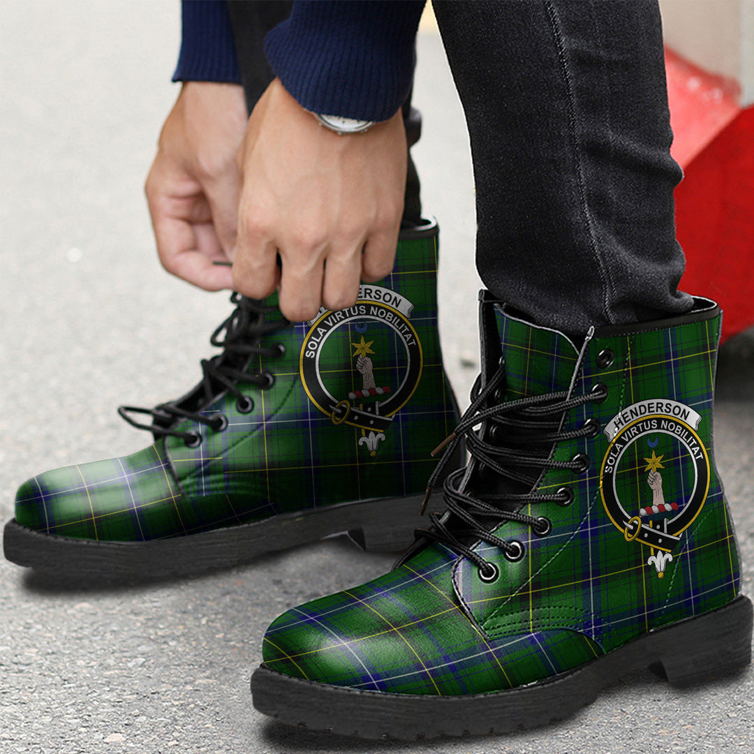 Henderson Modern Tartan Crest Leather Boots