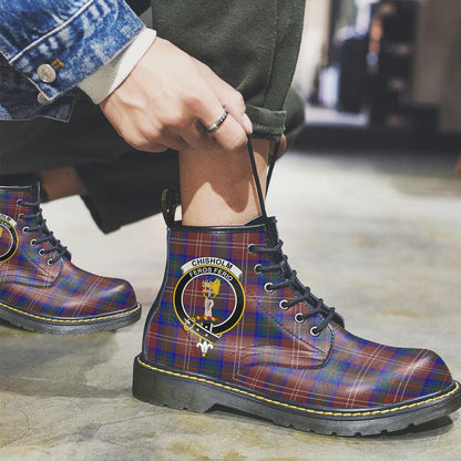 Chisholm Hunting Modern Tartan Crest Leather Boots