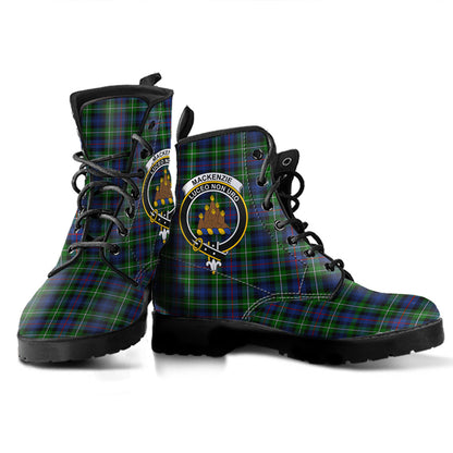 MacKenzie Modern Tartan Crest Leather Boots