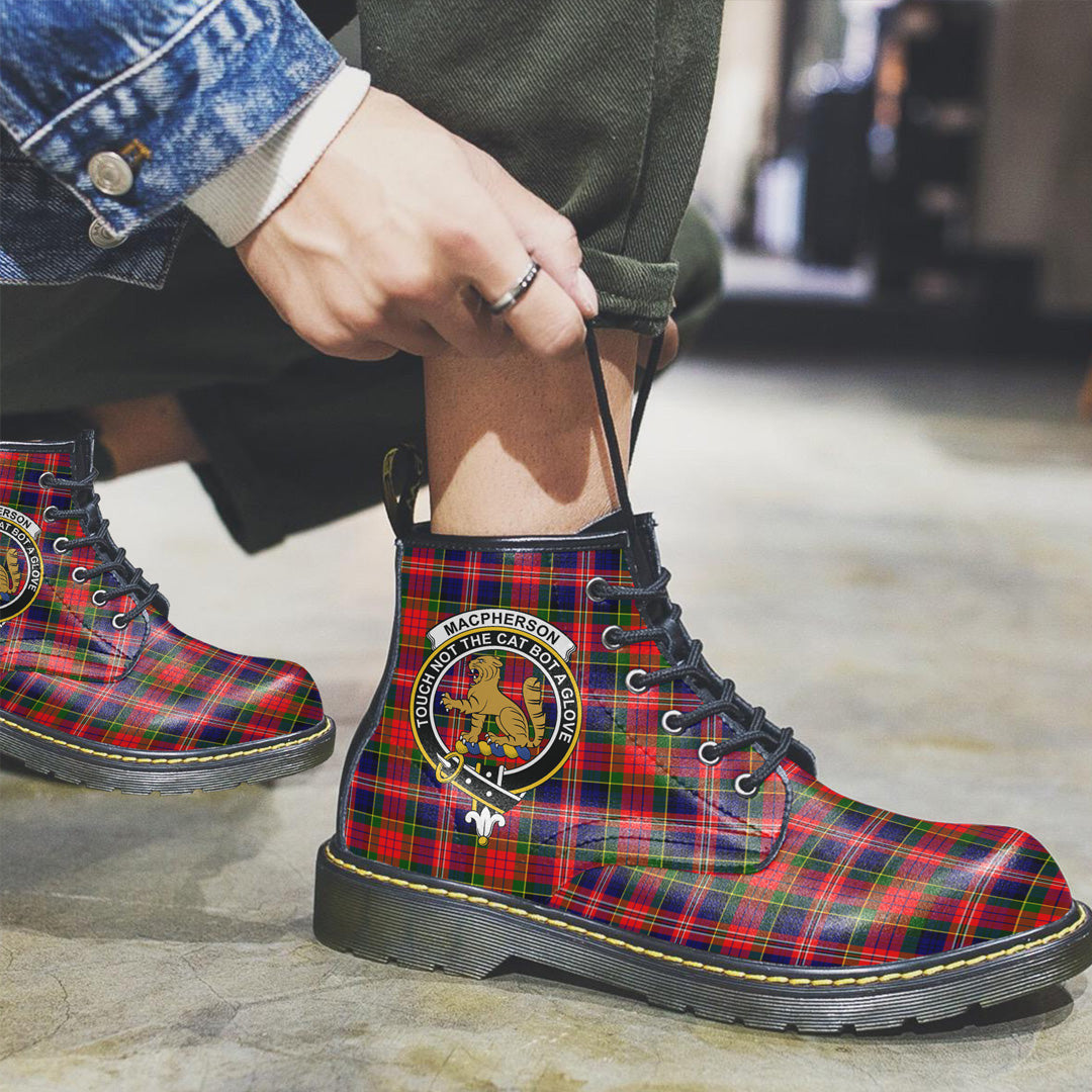 MacPherson Modern Tartan Crest Leather Boots