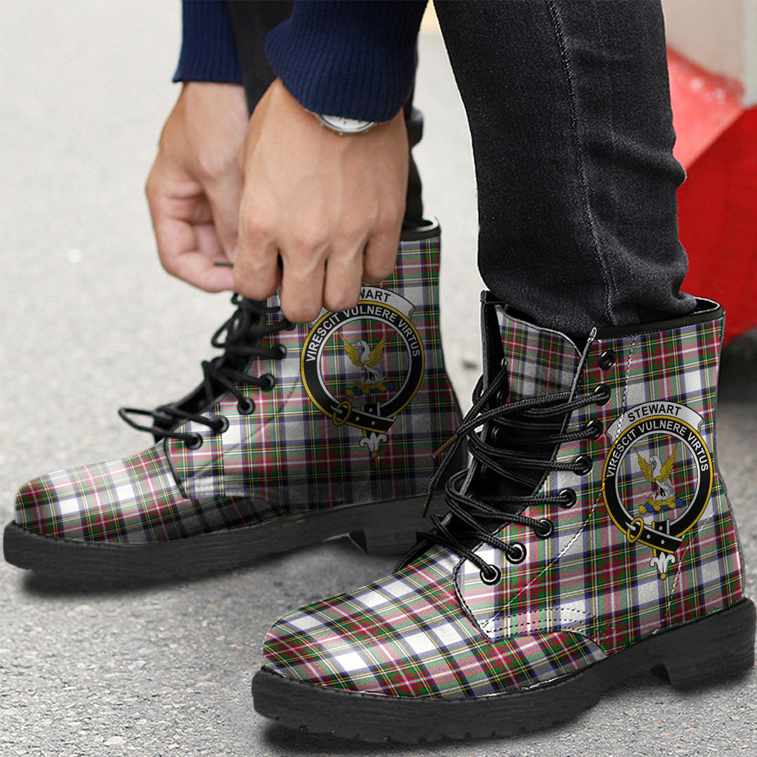 Stewart Dress Modern Tartan Crest Leather Boots