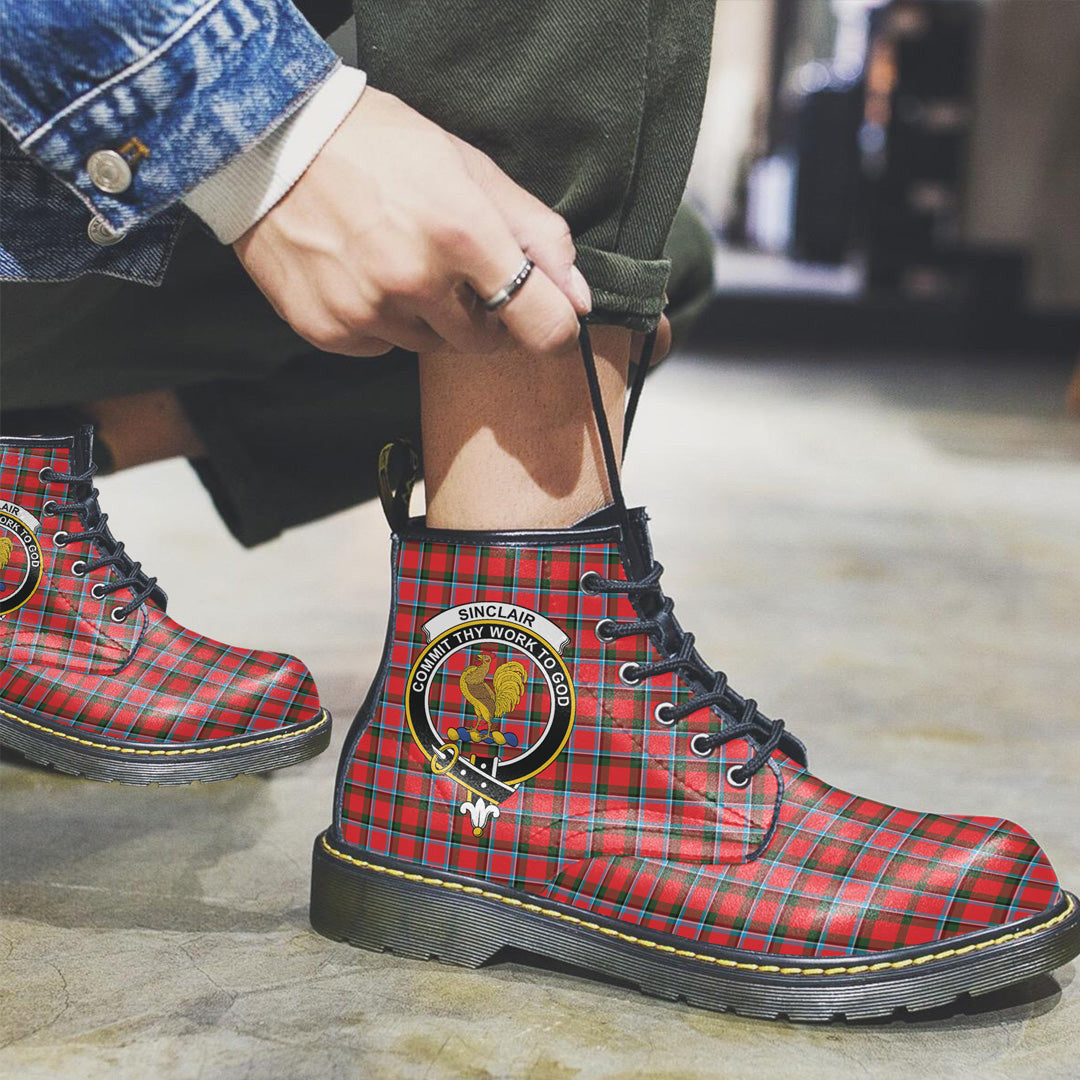 Sinclair Modern Tartan Crest Leather Boots