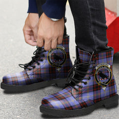Rutherford Tartan Crest Leather Boots