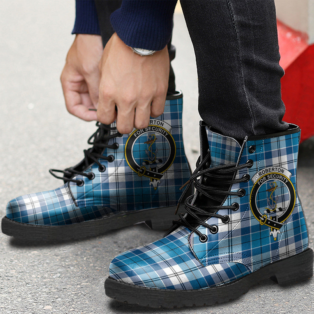 Roberton Tartan Crest Leather Boots