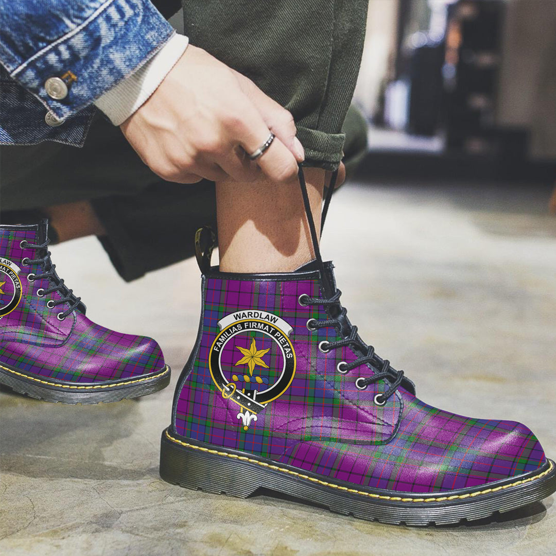 Wardlaw Modern Tartan Crest Leather Boots