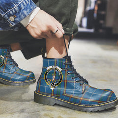 Bain Tartan Crest Leather Boots