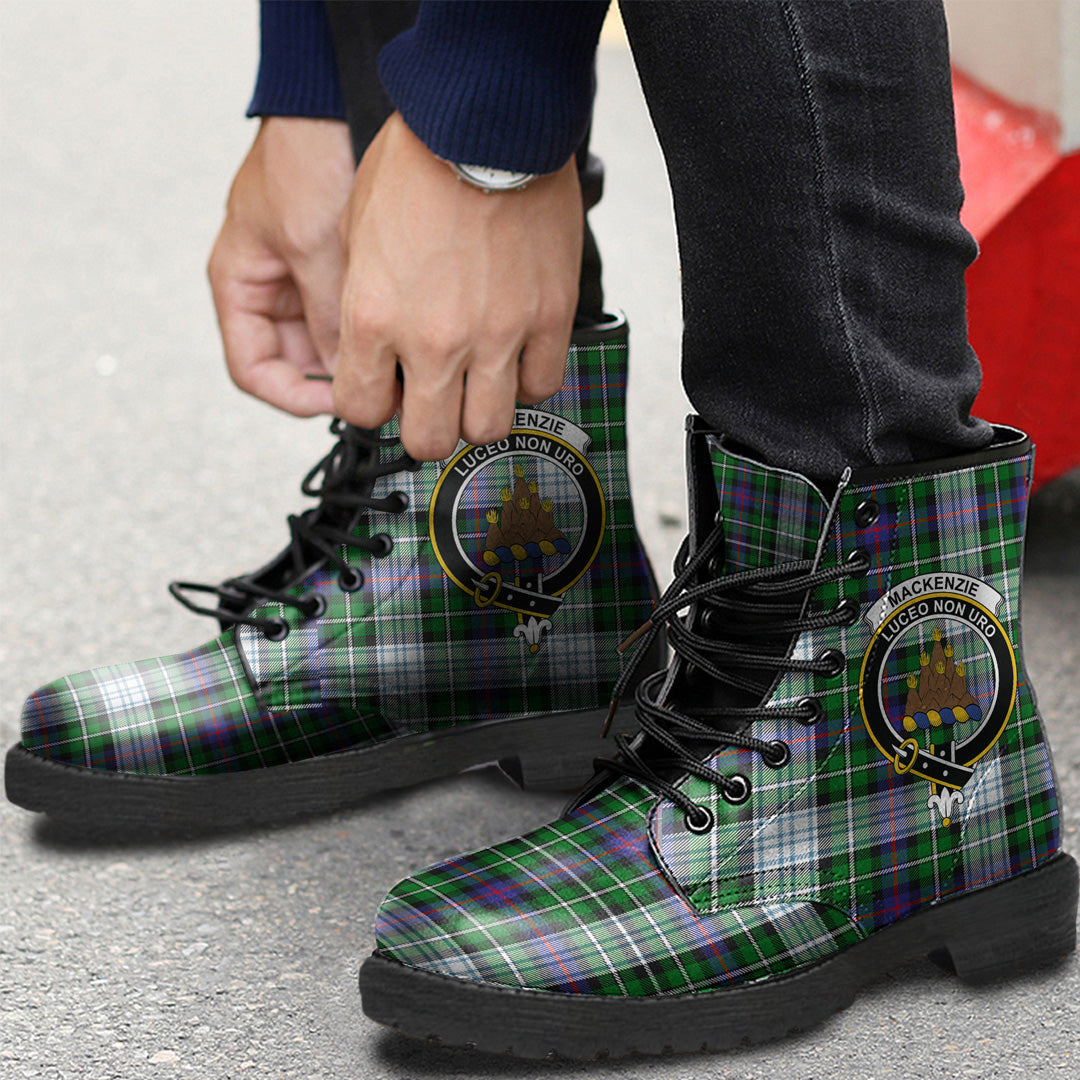 MacKenzie Dress Modern Tartan Crest Leather Boots