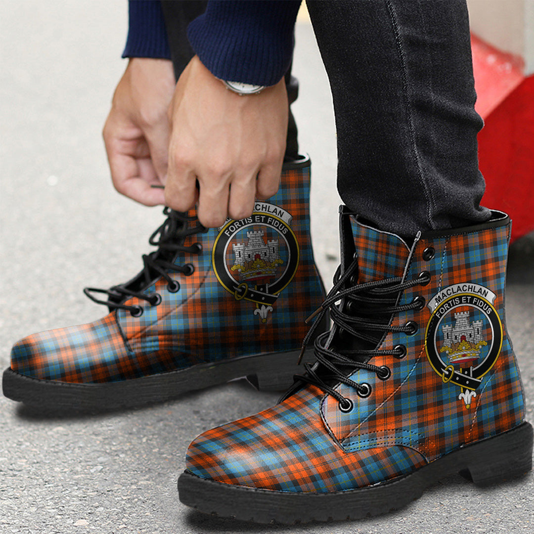 MacLachlan Ancient Tartan Crest Leather Boots