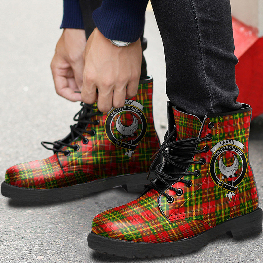 Leask Tartan Crest Leather Boots