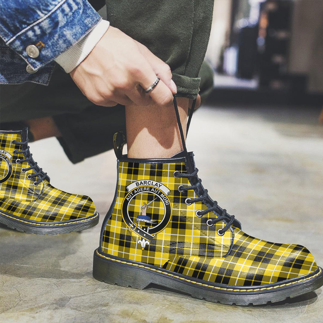 Barclay Dress Modern Tartan Crest Leather Boots