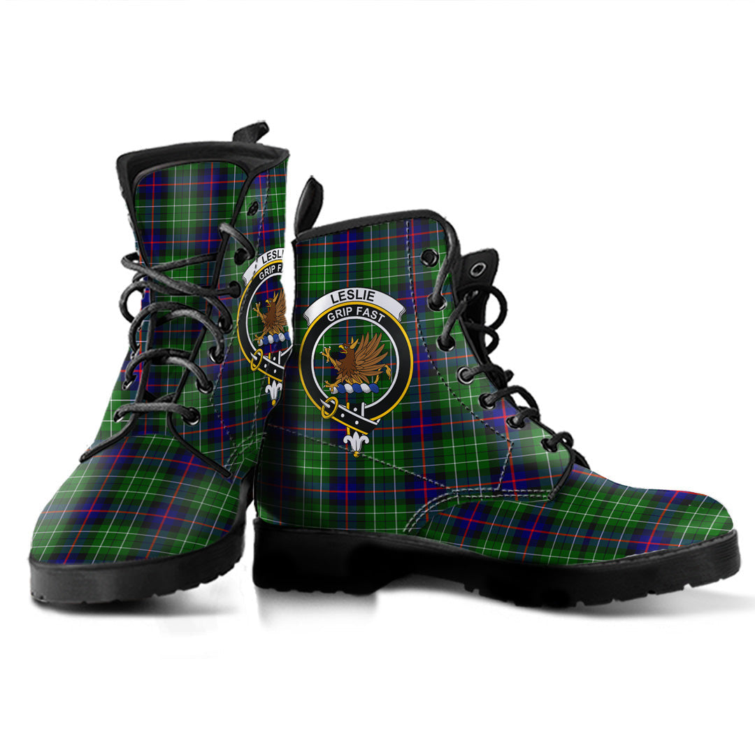 Leslie Hunting Tartan Crest Leather Boots