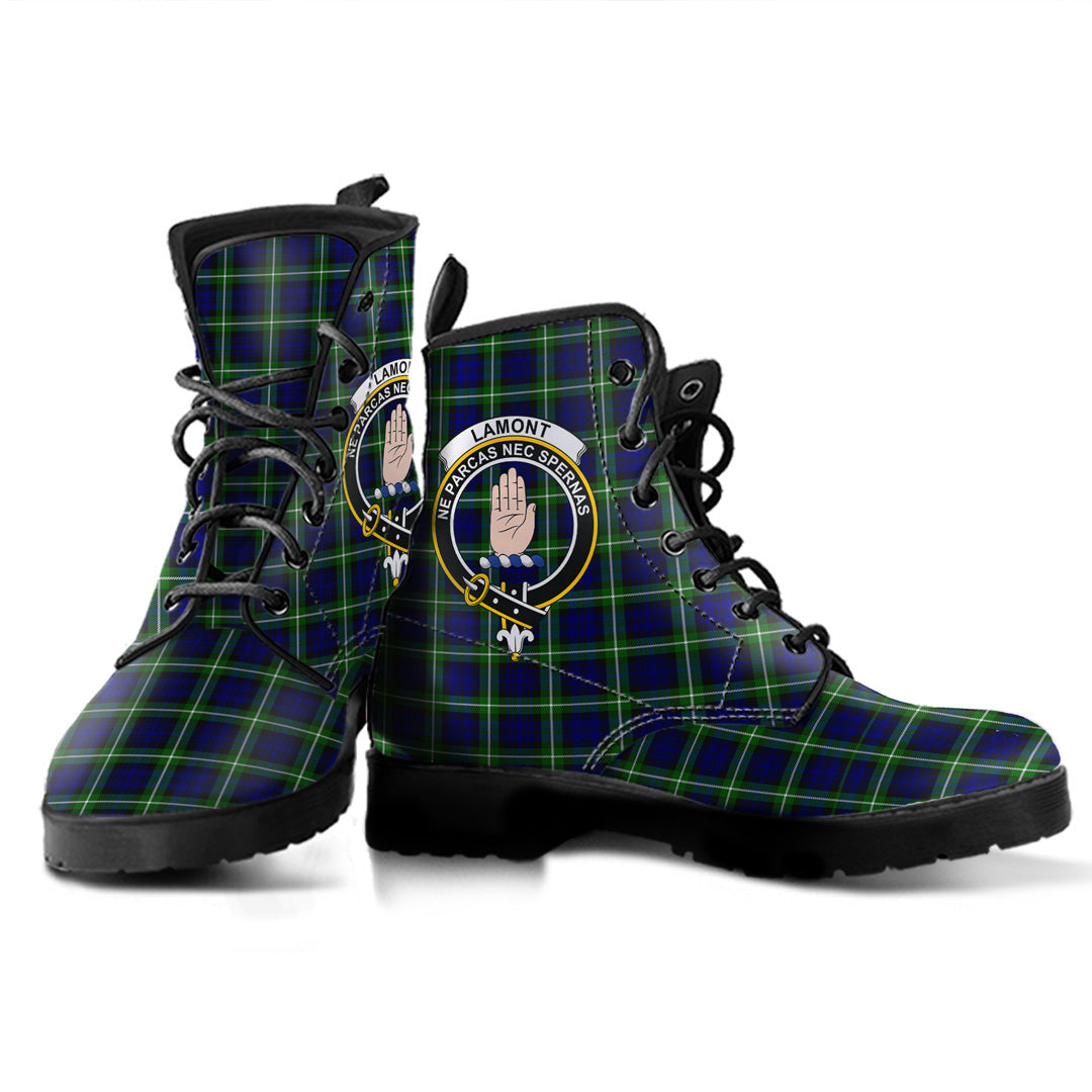 Lamont Modern Tartan Crest Leather Boots