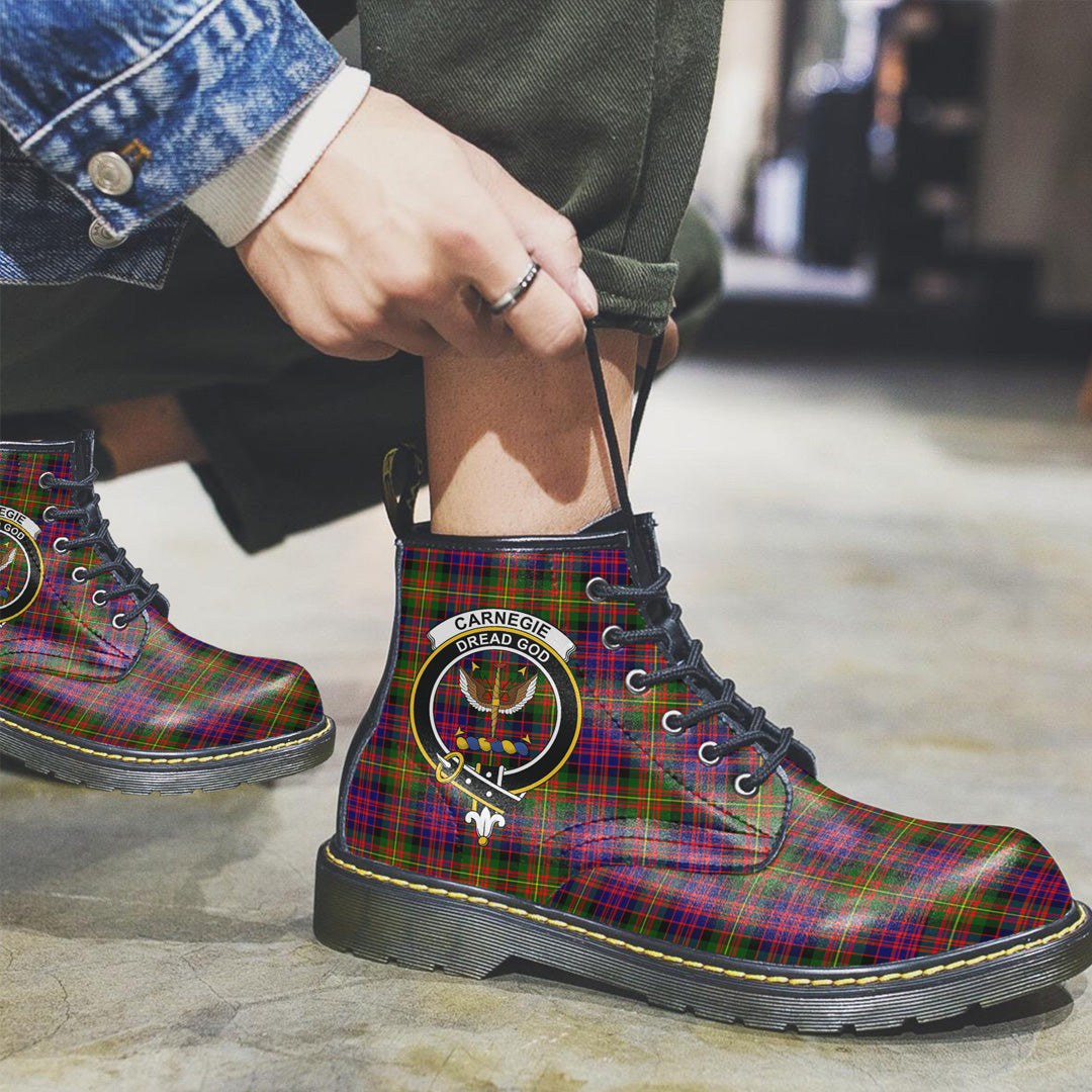 Carnegie Modern Tartan Crest Leather Boots