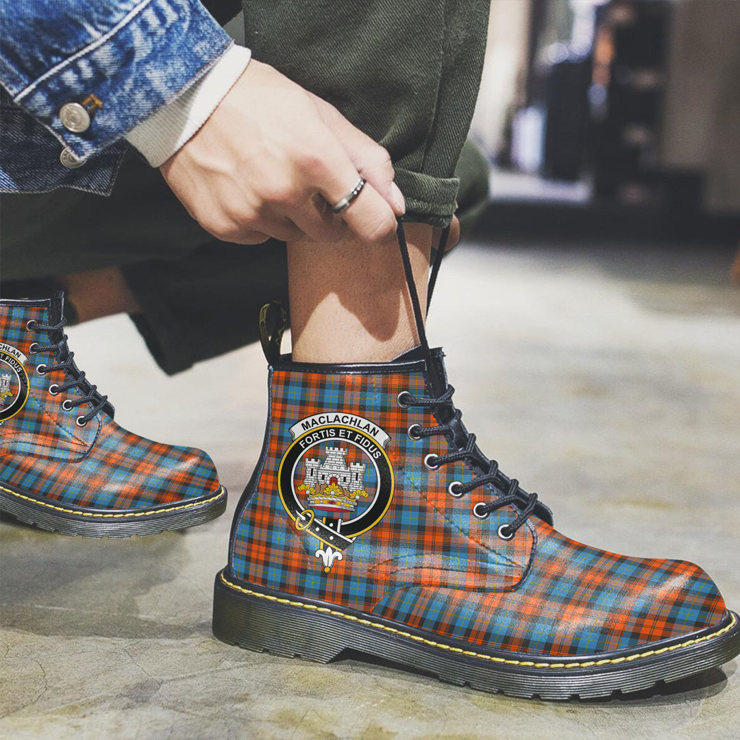 MacLachlan Ancient Tartan Crest Leather Boots