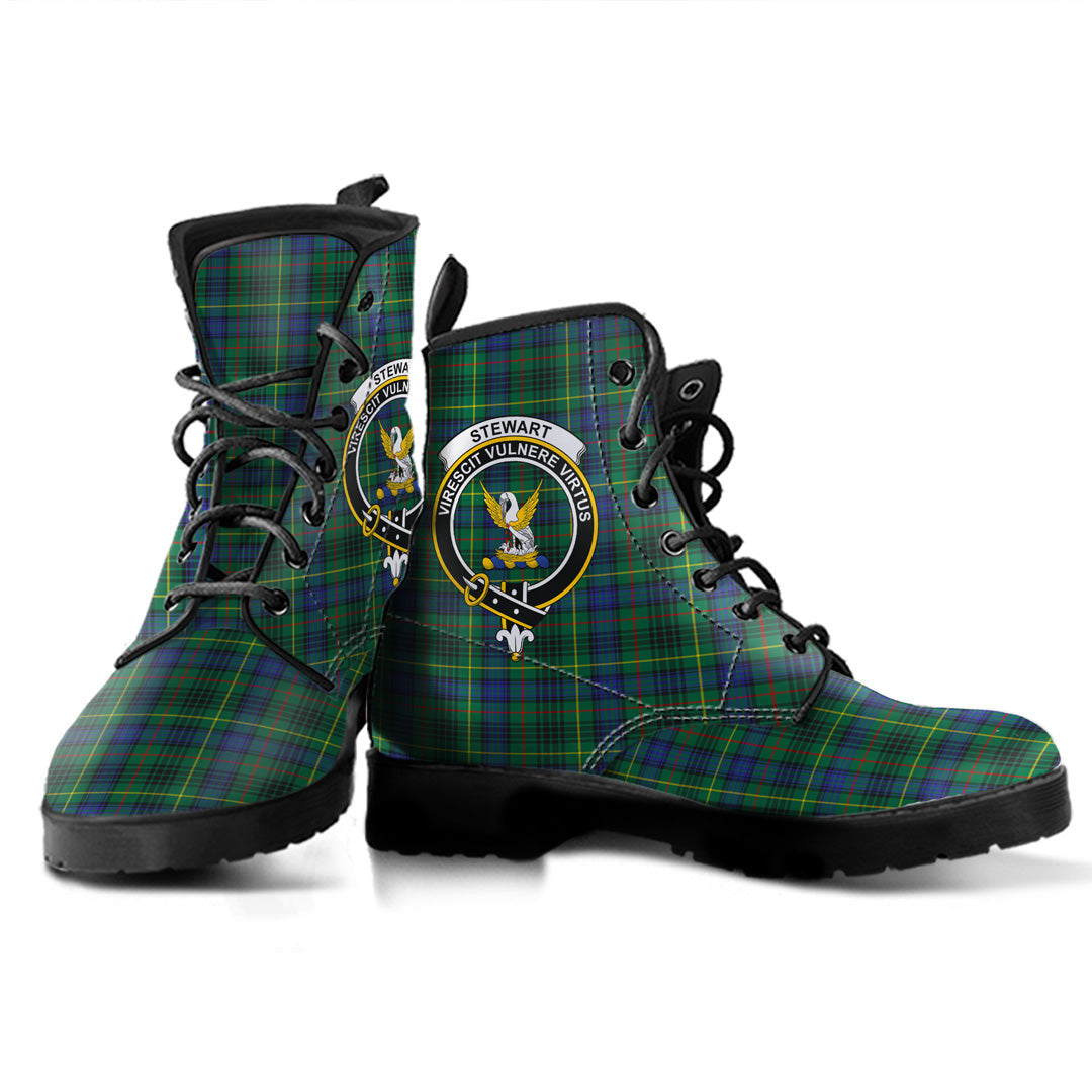 Stewart Hunting Modern Tartan Crest Leather Boots