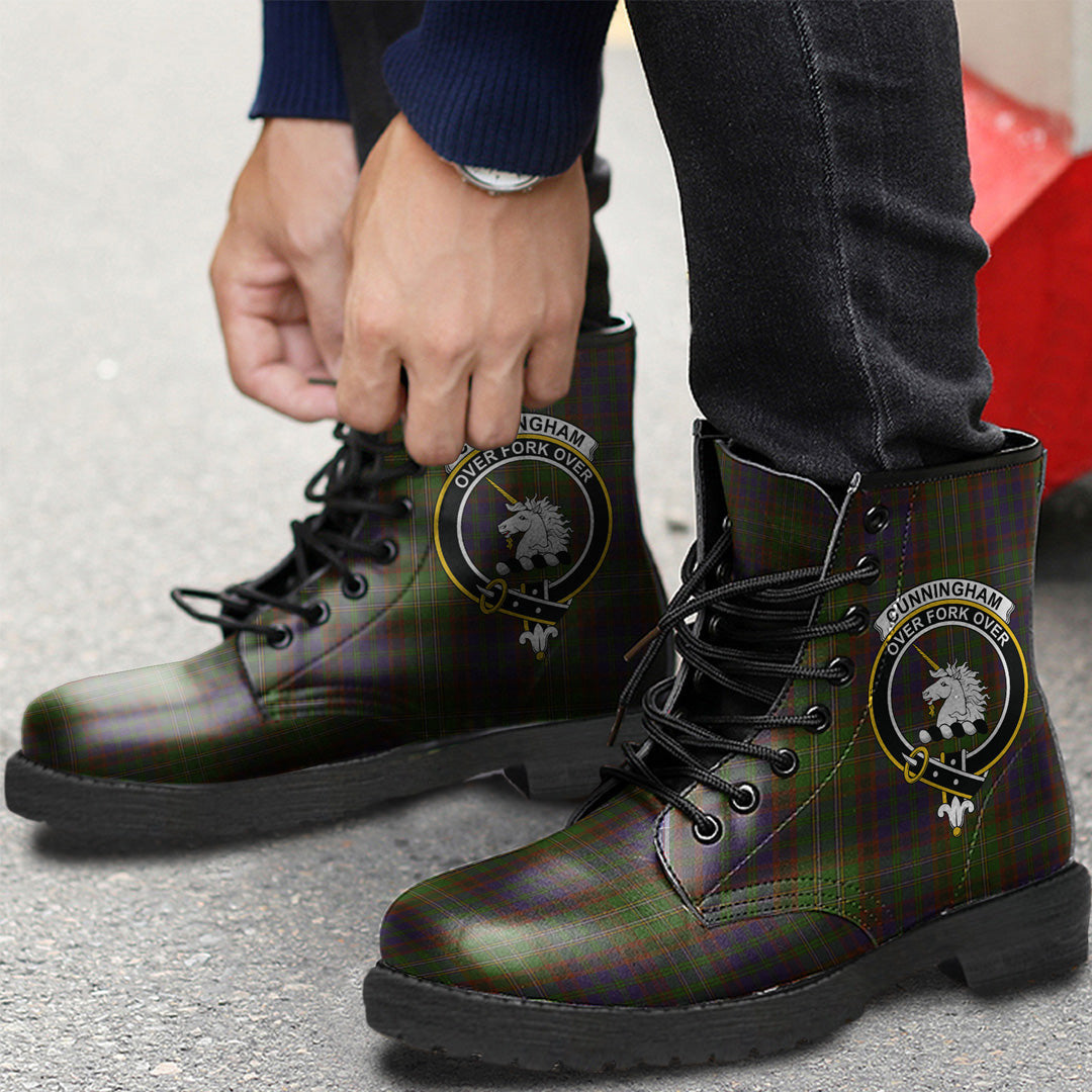 Cunningham Hunting Modern Tartan Crest Leather Boots