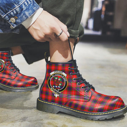 Fraser Modern Tartan Crest Leather Boots