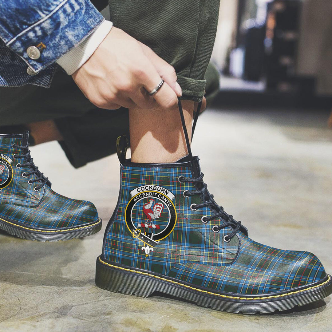 Cockburn Modern Tartan Crest Leather Boots