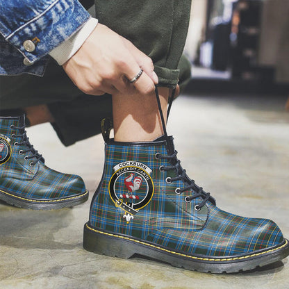 Cockburn Modern Tartan Crest Leather Boots