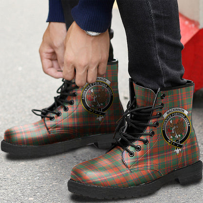 MacKinnon Ancient Tartan Crest Leather Boots