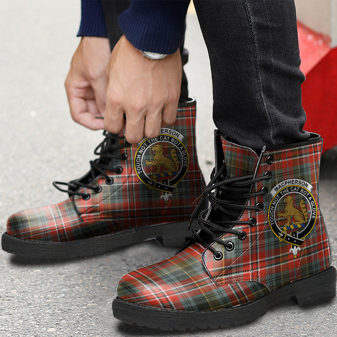 MacPherson Weathered Tartan Crest Leather Boots